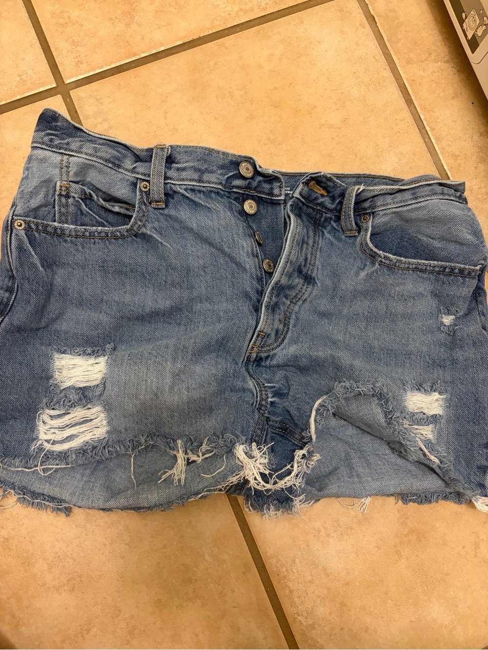 Old navy Distressed Blue Denim Women’s high rise slouchy straight Shorts